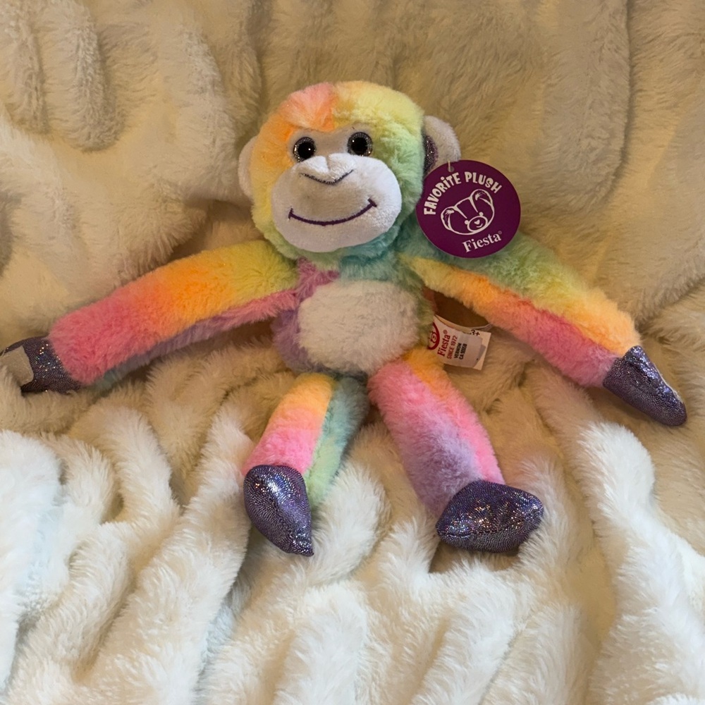 Fiesta Multicolor Plush Monkey with Sparkly Paws - Picture 1 of 3